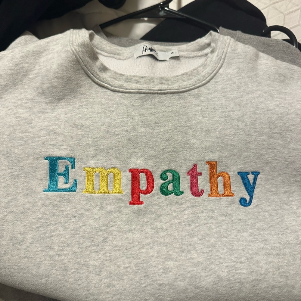 Empathy Gray Multicolor Letter Sweatshirt